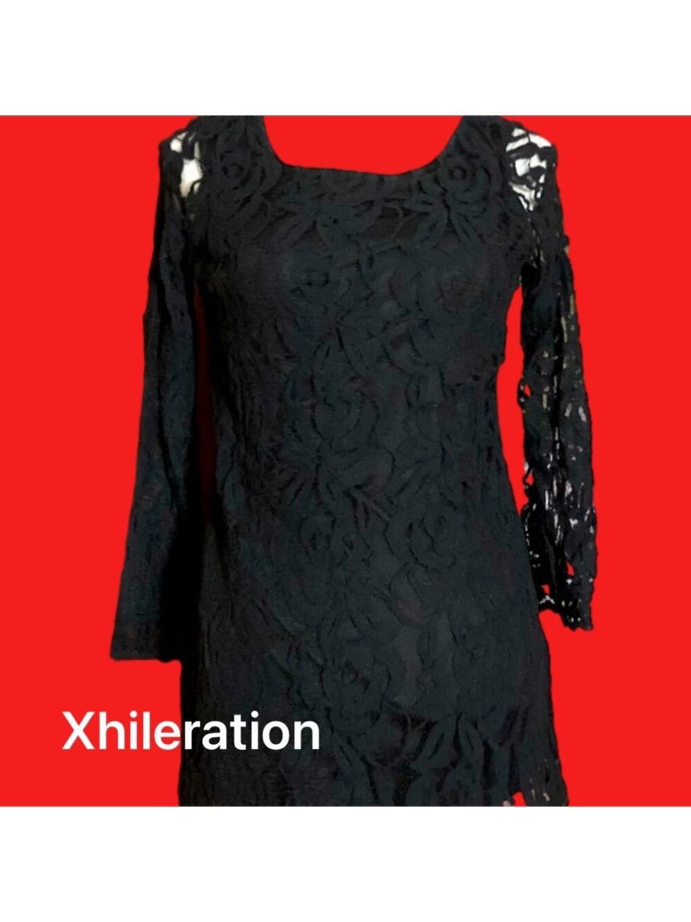 Black Lace on black Tunic by Xhilaration (S) - Picture 3 of 7